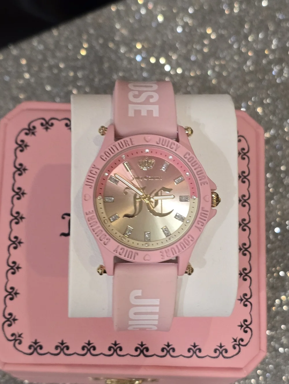 Juicy Couture Choose‎ Juicy Logo Accent Ombre Face Silicone Band Watch